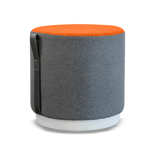 ASTRA POUF NARANJO, LATERAL GRIS